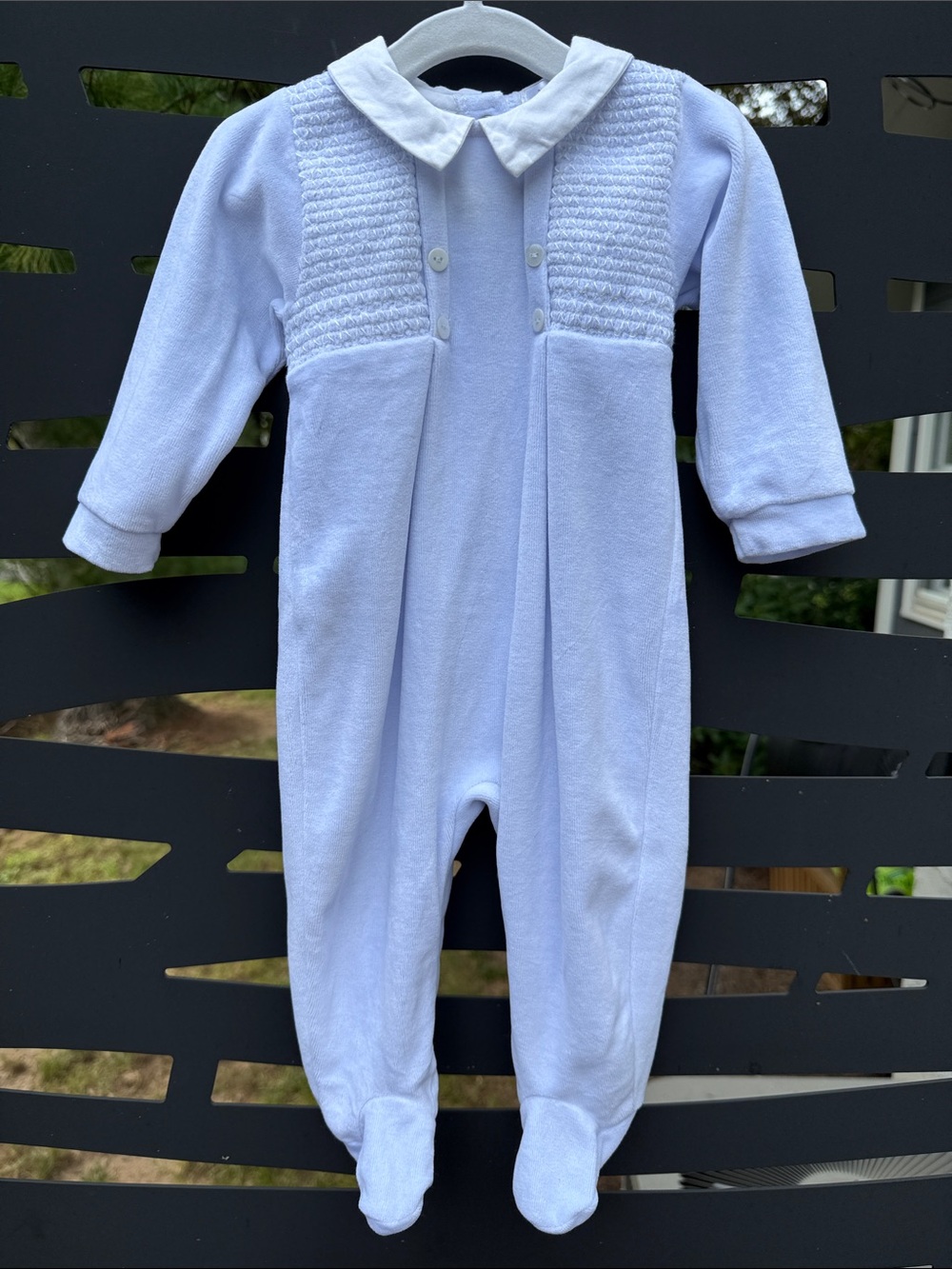 Baby Blue Footed One-Piece Bodysuit with Peter Pan Collar 6mos so soft